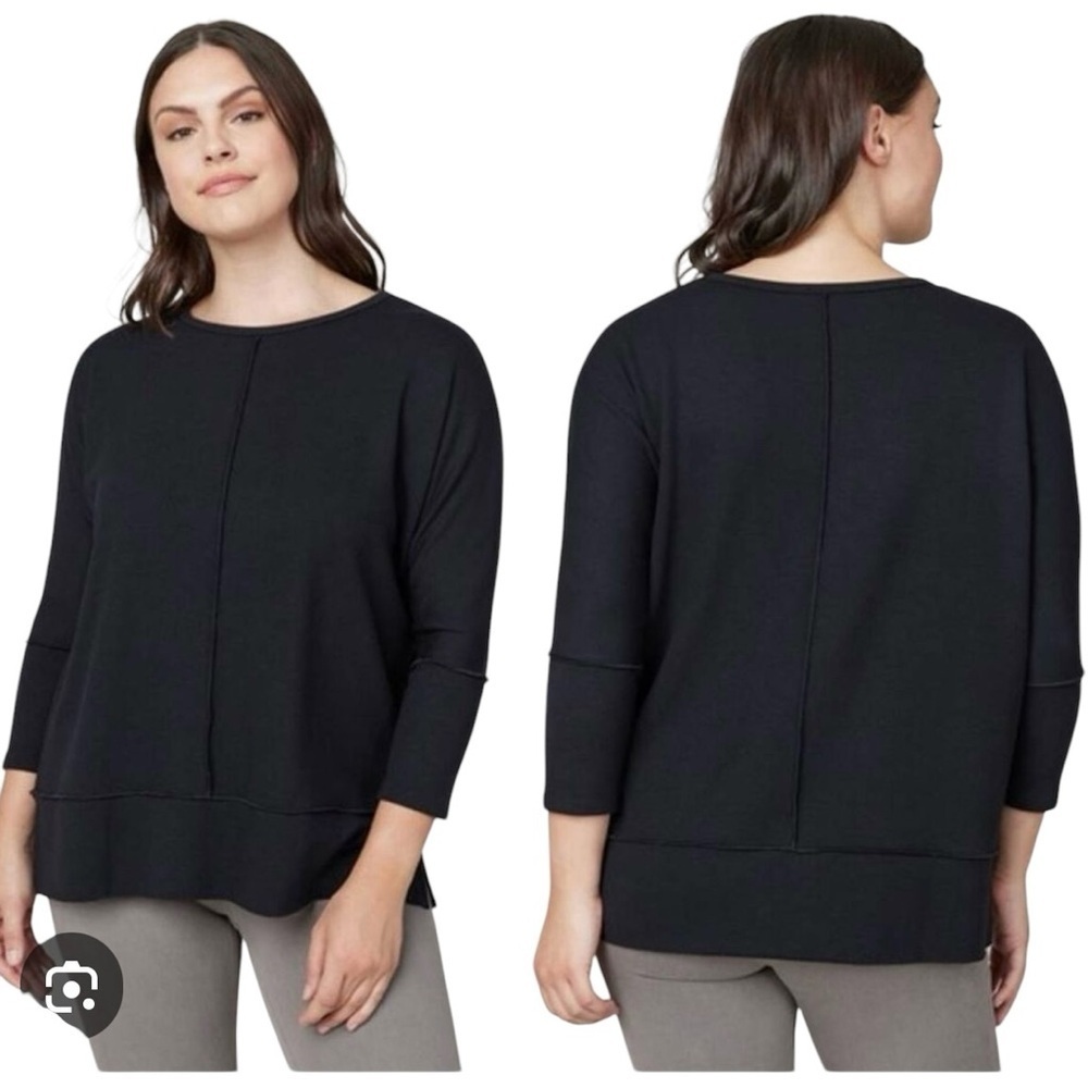 Spanx Perfect Length Dolman 3/4 Sleeve Top Size Small Black
